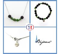 Parure Gioielli Braccialetto Collana Perle Diopside Del Brasile + Lava 8 Mm. UK,