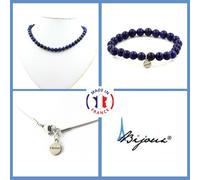 Pietre E Minerali. Set Gioielli Bracciale Collana Perle Lapis Lazuli 8 Mm.