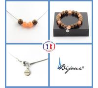 Pietre E Minerali. Set Gioielli Bracciale Collana Perle Legno + CALCEDONIO Oro