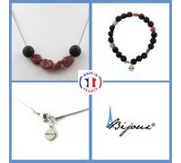 Parure Gioielli Braccialetto Collana Perle Rubino Del Brasile + Lava 8 Mm.