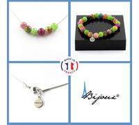 Pietre E Minerali. Set Gioielli Bracciale Collana Perle Tormalina Multicolore