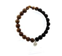 Pietre E Minéraux. Bracciale con Occhio di Tigre D'Africa Sud + Perline Legno +