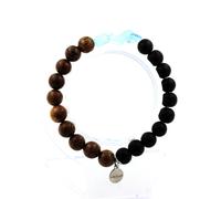 Pietre E Minéraux. Braccialetto Acquamarina Del Brasile + Perle Onice Nero Opaco