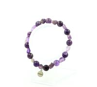 Pietre E Minéraux. Braccialetto Ametista Del Brasile + Perle Ametista 8 Mm. Fabr