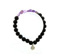 Pietre E Minéraux. Braccialetto Ametista Del Brasile + Perle Onyx Nero Opaco 8