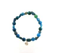 Minerali Collezione. Braccialetto Apatite Blu Del Brasile + Perle 8 Mm. Fab