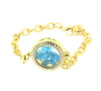 Pietre E Minéraux. Braccialetto Apatite Blu Neon Grezzo Modello Medaglione 25 MM