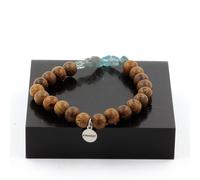 Pietre E Minéraux. Braccialetto Apatite Del Brasile + Perline Legno 8 Mm. IN