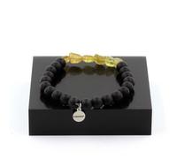 Pietre E Minéraux. Braccialetto Apatite Giallo Di Madagascar + Perle Onyx Nero