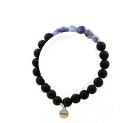 Pietre E Minéraux. Braccialetto Diaspro Blu D'Africa Del Sud + Perle Onice Nero