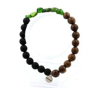 Braccialetto Diopside Del Brasile + Perle Onice Nero Opaco + Legno 8 Mm. IN Fra