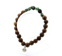 Pietre E Minéraux. Braccialetto Epidoto Di Myanmar (Birmania) + Perle Legno 8 MM