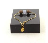 Pietre E Minéraux. Braccialetto IN Acciaio Dorato Inossidabile 1 Perla Gocce Blu