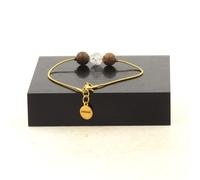 Pietre E Minéraux. Braccialetto IN Acciaio Dorato Inossidabile 1 Perla Quarzo