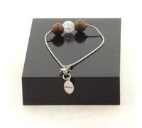 Pietre E Minéraux. Braccialetto IN Acciaio Inossidabile 1 Perla Quarzo Crepe Del