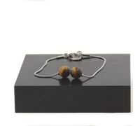 Pietre E Minéraux. Braccialetto IN Acciaio Inossidabile 2 Perle Occhio di Tigre