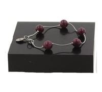 Pietre E Minéraux. Braccialetto IN Acciaio Inossidabile 5 Perle Granato 8 Mm.