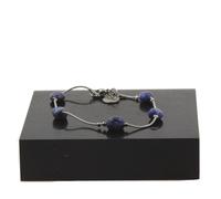 Pietre E Minéraux. Braccialetto IN Acciaio Inossidabile 5 Perle Lapislazzuli Del