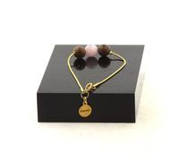 Pietre E Minéraux. Braccialetto IN Acciaio Inossidabile Oro 1 Perla Opale Rosa +
