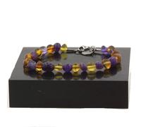 Pietre E Minéraux. Braccialetto IN Acciaio Inossidabile Perle Ambra Vera Del