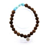 Pietre E Minéraux. Braccialetto Larimar Repubblica Dominicana + Perline Legno 8