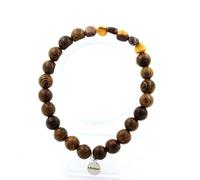 Pietre E Minéraux. Braccialetto Mookaite Australia + Perline Legno 8 Mm. Fatto