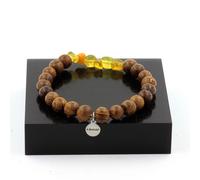 Pietre E Minéraux. Braccialetto Opale Giallo Australia + Perle Legno 8 Mm. Fabri