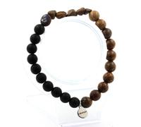 Braccialetto Opale Matrice D'Australia + Perle Onice Nero Opaco + Legno 8 Made