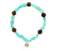 Pietre E Minéraux. Braccialetto Perle Amazzonite Del Brasile + Legno 8 Mm. Fatto