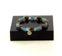 Pietre E Minéraux. Braccialetto Perle Apatite Del Brasile + Legno 8 Mm. IN