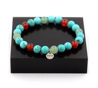 Pietre E Minéraux. Braccialetto Perle Aventurina + Turchese + Agata Rosso 8 MM