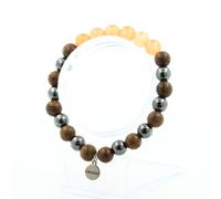 Pietre E Minéraux. Braccialetto Perle Calcedonio Arancione + Ematite + Legno 8