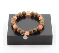 Pietre E Minéraux. Braccialetto Perle Calcedonio Arancione + Legno 8 Mm. IN