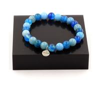 Braccialetto Perle Calcedonio Blu + Acquamarina + Agata Phylum Fatto