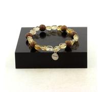 Pietre E Minéraux. Braccialetto Perle Citrino Del Brasile + Legno 8 Mm. IN