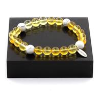 Braccialetto Perle Citrino + Howlite 8 Mm. Fatto IN Francia