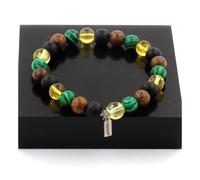 Pietre E Minéraux. Braccialetto Perle Citrino + Malachite + Onyx Nero Opaco +