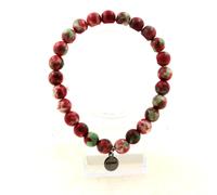Minerali Collezione. Braccialetto Perle Diaspro Verde Rosso 8 Mm. IN Francia