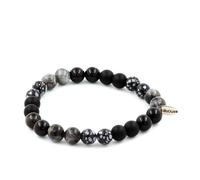 Pietre E Minéraux. Braccialetto Perle Labradorite + Agata +Ossidiana Fiocco