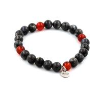 Pietre E Minéraux. Braccialetto Perle Labradorite + Agata Rosso 8 Mm. Fatto e E