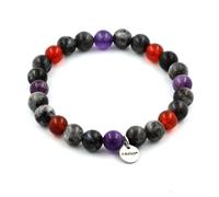 Pietre E Minéraux. Braccialetto Perle Labradorite + Ametista + Agata Rosso 8 MM