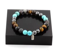 Pietre E Minéraux. Braccialetto Perle Labradorite + Occhio di Tigre + Turchese