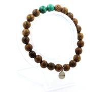 Pietre E Minéraux. Braccialetto Perle Malachite Del Congo + Legno 8 Mm. Fatto E