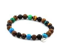 Pietre E Minéraux. Braccialetto Perle Occhio di Tigre + Crisocolla + Ossidiana N