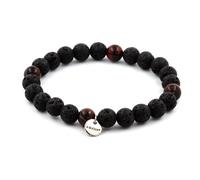 Pietre E Minéraux. Braccialetto Perle Occhio di Tigre Rosso + Lava 8 Mm. Fatto