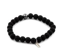 Pietre E Minéraux. Braccialetto Perle Onice Nero Opaco + Ematite 8 Mm. IN