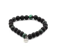 Pietre E Minéraux. Braccialetto Perle Onice Nero Opaco + Smeraldo,Zambia 8 Mm. F