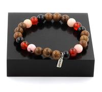 Pietre E Minéraux. Braccialetto Perle Opale Rosa + Agata Nero Rosso + B