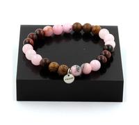 Pietre E Minéraux. Braccialetto Perle Opale Rosa + Occhio di Tigre Rossa +