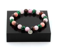 Pietre E Minéraux. Braccialetto Perle Opale Rosa + Occhio di Tigre Rosso +